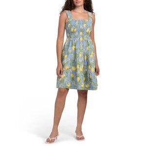 BEACH BY BEACHLUNCHLOUNGE Lemon Drop Tiered Mini Dress With Smocked Top